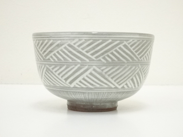 京焼 高台寺窯 森里陶楽造 三島茶碗（共箱）：リサイクル